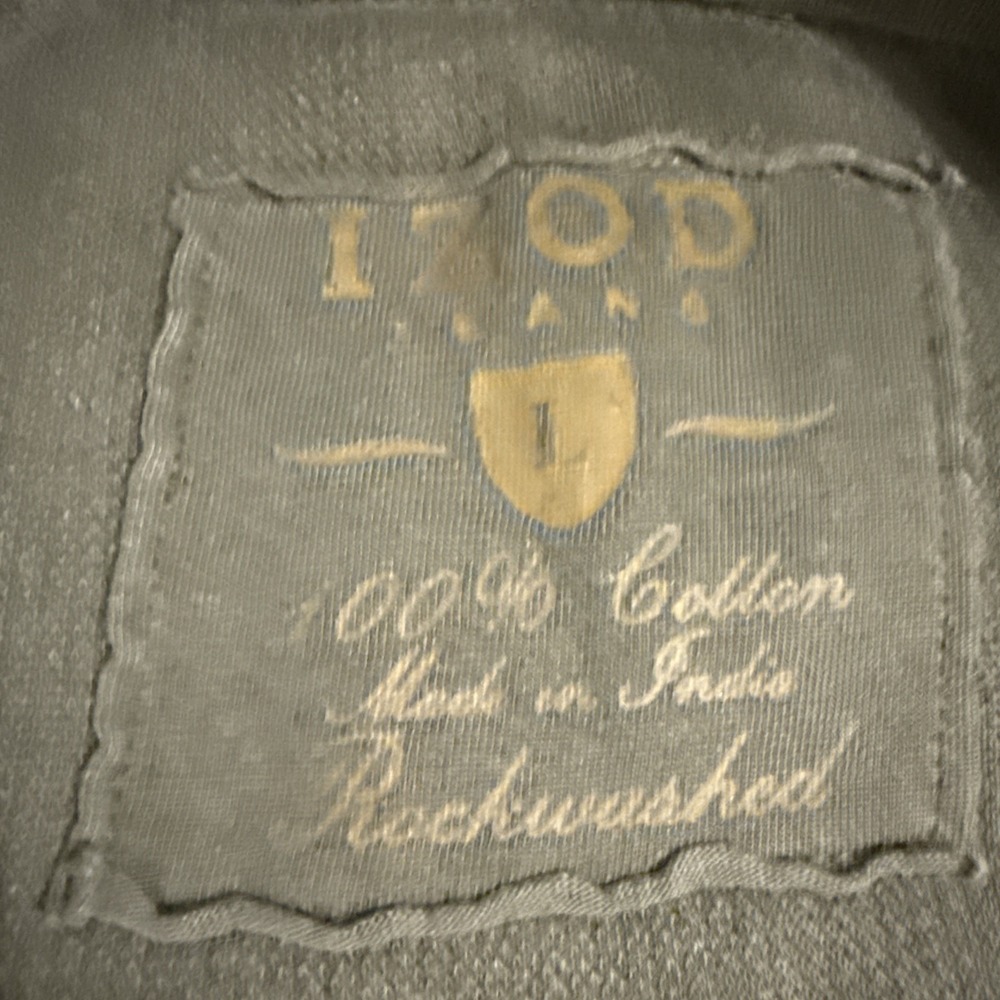 IZOD Jeans Rock Washed Mens L Khaki Green 1/4 Zip Pullover Sweatshirt Mock Neck - Picture 12 of 12